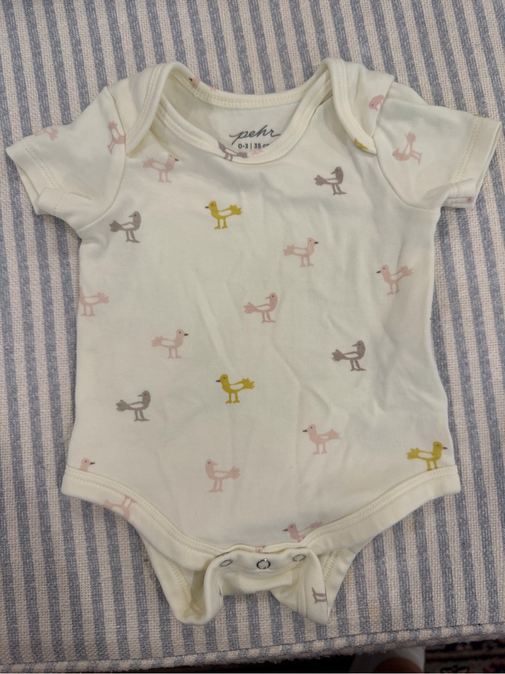 Pehr, Cream Bird-Print, Classic Short Sleeve One-Piece